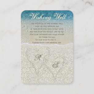 Glitter Sandy Beach Wedding Wishing Well Enclosure Card