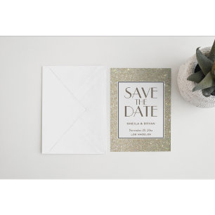 Glitter Save The Date Post Card