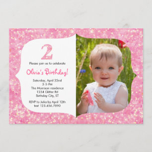 Glitter Second Birthday Invitation