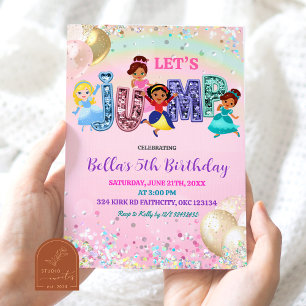 Glitter Sequin Jump Princess Costume Party Invitation