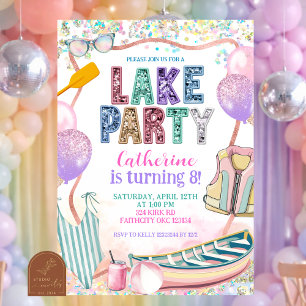 Glitter Sequin Lake Party Birthday invitation