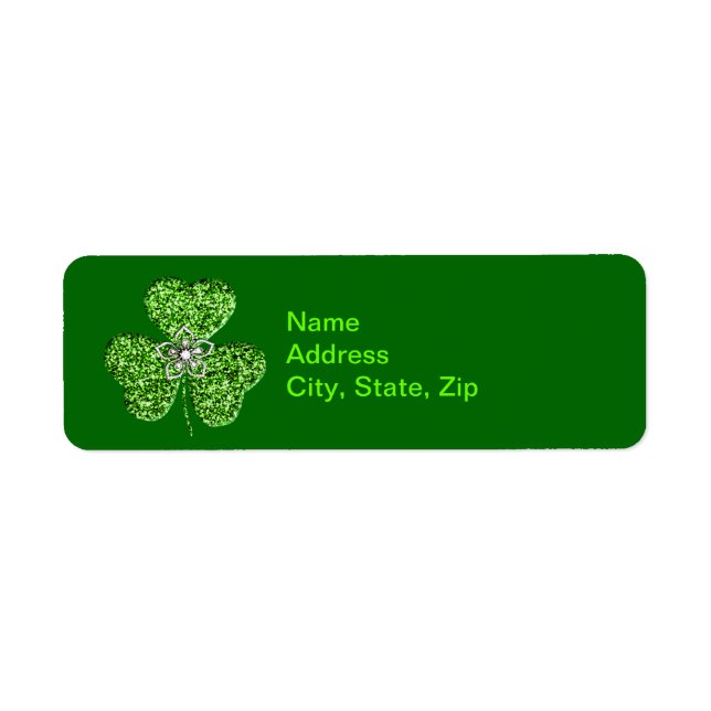 Glitter Shamrock And Flower  Address Labels (Front)