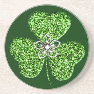 Glitter Shamrock And Flower Coaster