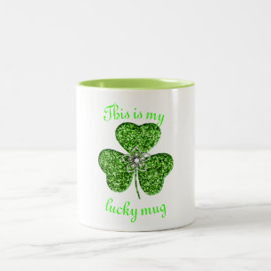 Glitter Shamrock And Flower Mug