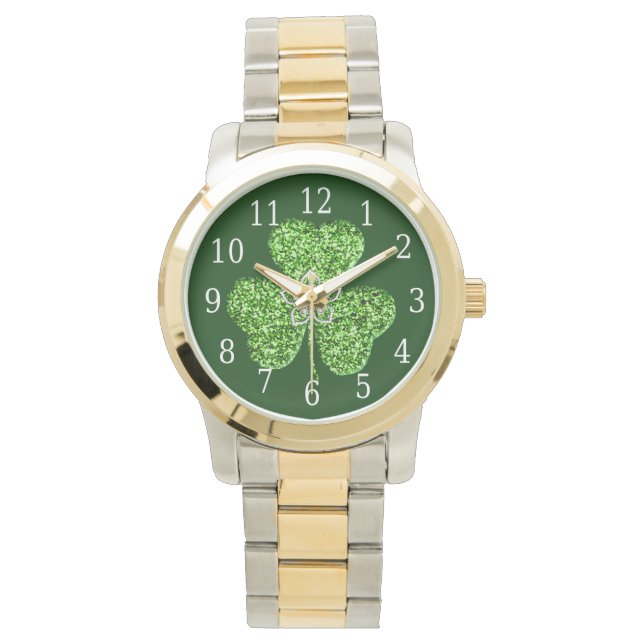 Glitter Shamrock And Flower Watch (Front)