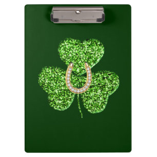 Glitter Shamrock And Horseshoe Clipboard