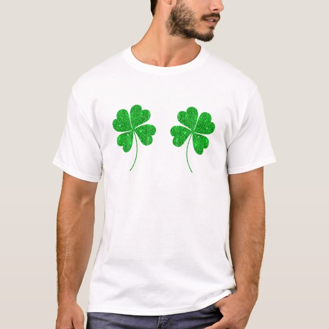 Glitter Shamrock Bikini Funny Adult St Patricks Da T-Shirt (Front)