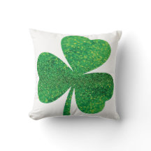 Glitter Shamrock St. Patrick’s Day Throw Pillow