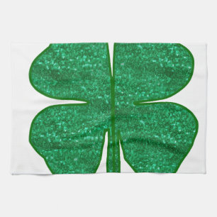 glitter shamrock tea towel