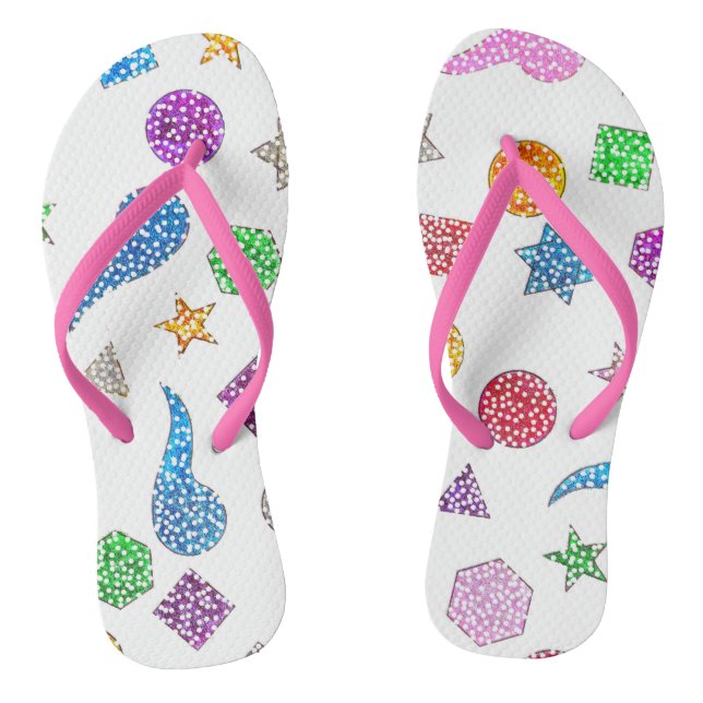 Glitter Shapes Womens Flops Thongs (Footbed)