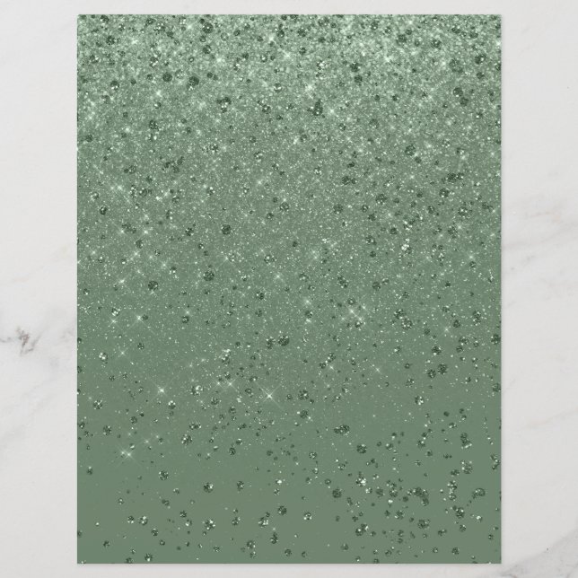 Glitter Shimmer Paper Green Scrapbook Paper (Front)