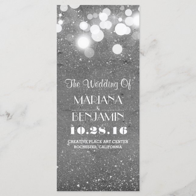 glitter shimmer silver foil string lights program (Front)