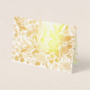 Glitter shine glow flowers flora lleaves golden go foil card