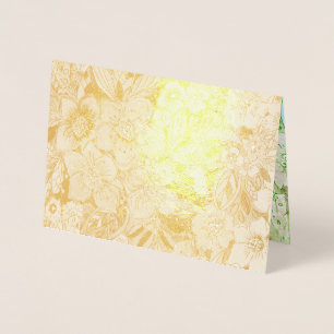 Glitter shine glow flowers flora lleaves golden go foil card