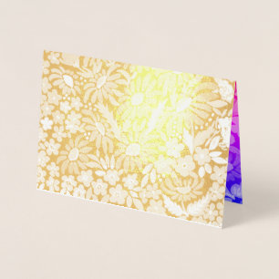 Glitter shine glow flowers flora lleaves golden go foil card