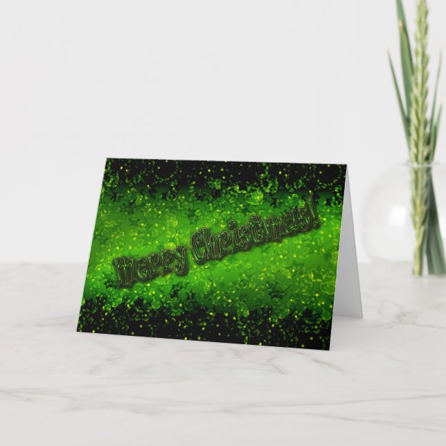 Glitter shine glow green confetti sequins Christma Card (Front)