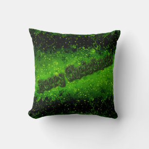 Glitter shine glow green confetti sequins Christma Cushion