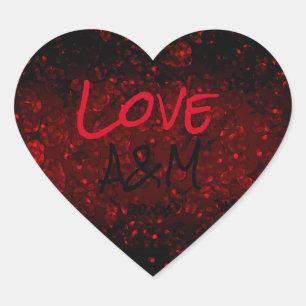 Glitter shine glow red confetti sequins Christmas Heart Sticker