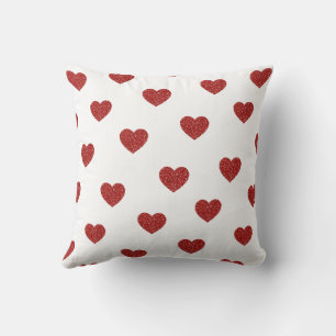 Glitter Shine Modern Romantic Red Heart Cushion