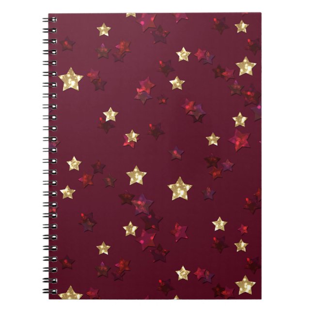 Glitter shine sequin confetti stras starry red goo notebook (Front)