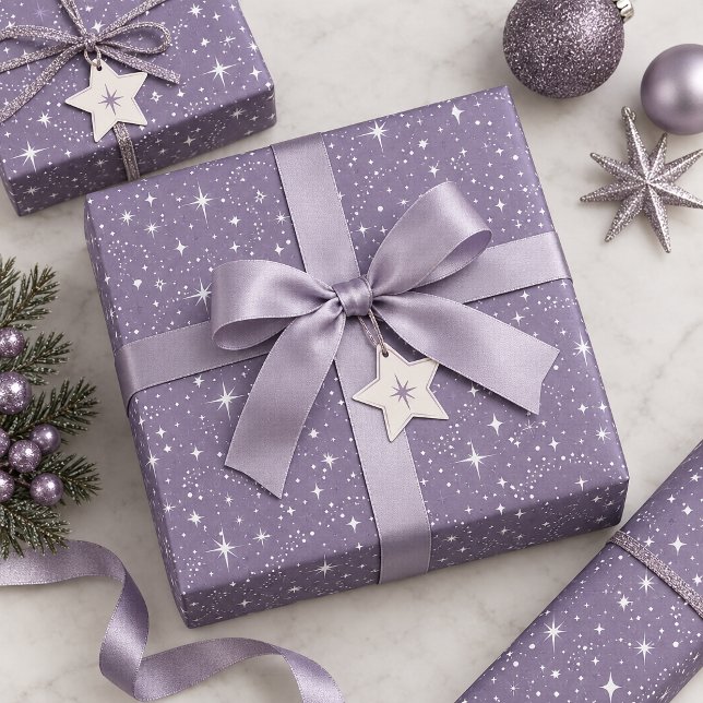 Glitter & Shine Star Pattern Dk Violet ID1333 Wrapping Paper (Creator Uploaded)