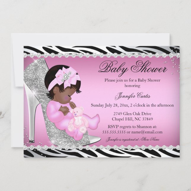 Glitter Shoe Baby Girl Baby Shower Invitation (Front)