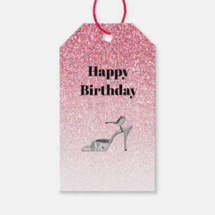 Glitter Shoe Illustration Fashion Pink Birthday Gift Tags