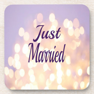 Glitter Silver and Gold Just Married Coaster