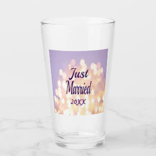 Glitter Silver and Gold Just Married Glass