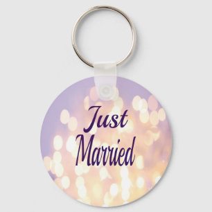Glitter Silver and Gold Just Married Key Ring
