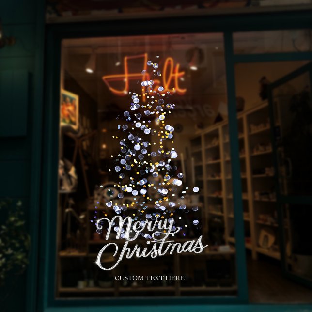 Glitter Silver Christmas Tree Storefront Decor (Glitter Silver Christmas Tree Storefront Decor Window Cling)