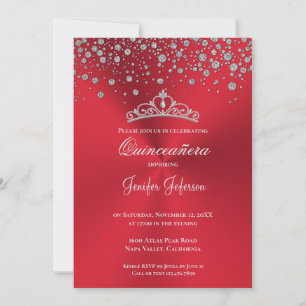 Glitter silver confetti Quinceanera Invitation