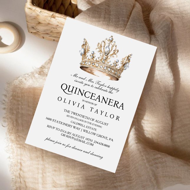  Glitter Silver Crown Quinceanera 15th Birthday Invitation (Creator Uploaded)
