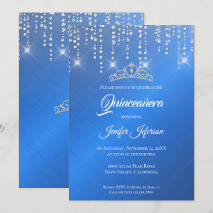 Glitter silver dripping Quinceanera Invitation