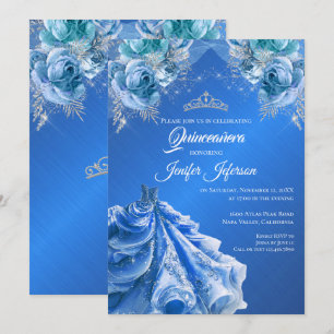 Glitter silver dripping Quinceanera Invitation
