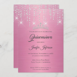 Glitter silver dripping Quinceanera Invitation
