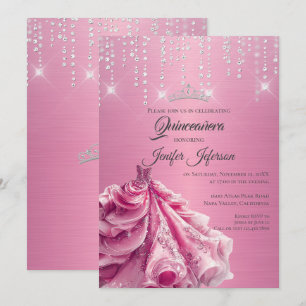 Glitter silver dripping Quinceanera Invitation