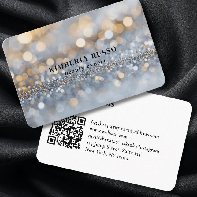 Glitter, Silver, Gold Salon Business Card (Glitter, Silver, Gold Salon Business Card)