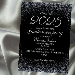 Glitter silver graduation Invitation
