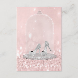Glitter Silver Grey Pink Diamond Shoes Glitter Invitation