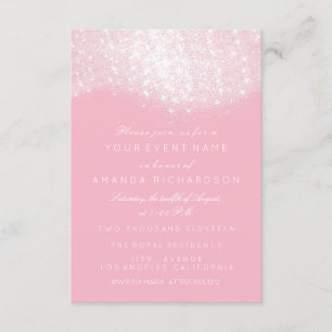 Glitter Silver Grey White Pink Paste White Elegant Invitation