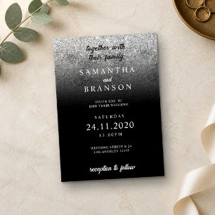Glitter Silver Minimal Wedding Invitation