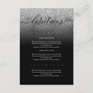 Glitter Silver Modern Simple Wedding Directions Enclosure Card
