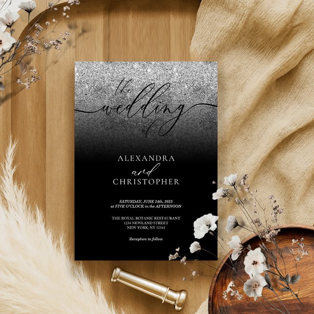 Glitter Silver Modern Wedding Invitation (Creator Uploaded)