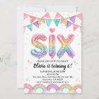 Glitter SIX Girly Rainbow Sequin 6th Birthday