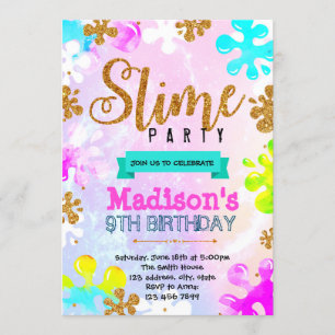 Glitter slime birthday invitation