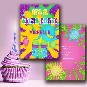 Glitter Slime Colourful Birthday Party Invitation