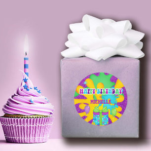 Glitter Slime Colourful Birthday Party Invitation Classic Round Sticker