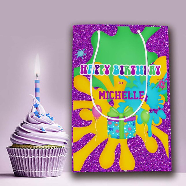 Glitter Slime Colourful Birthday Wrapping Paper Medium Gift Bag (Creator Uploaded)