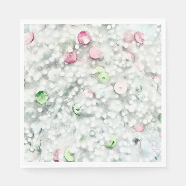 Glitter Slime Paper Napkins White (Front)